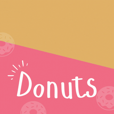 A Box Of Donuts Sits On A Pink And Yellow Background GIF