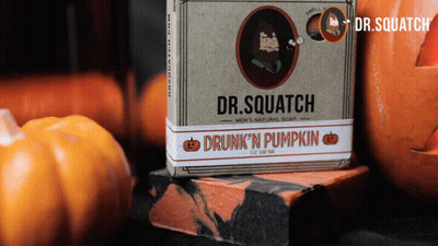 A Box Of Dr. Squatch Drunk 'N Pumpkin Soap GIF