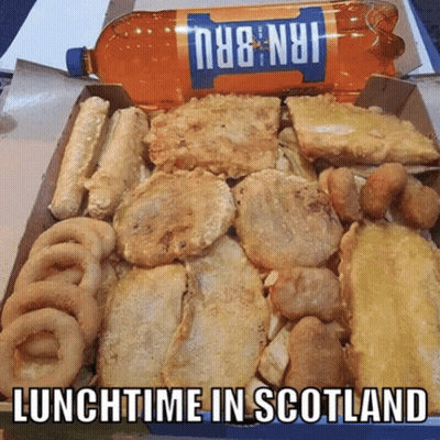 A Box Of Food With The Words Lunchtime In Scotland Below It GIF