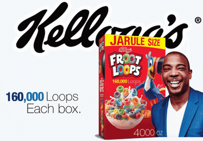 A Box Of Kellogg 'S Froot Loops Cereal With A Man In A Blue Suit GIF
