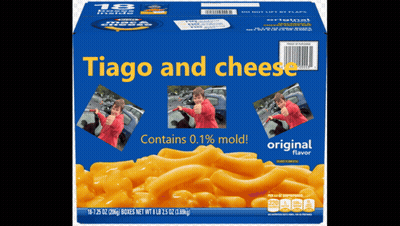 A Box Of Macaroni And Cheese With The Words Tiago And Cheese On It GIF
