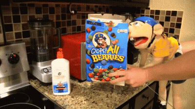 A Box Of Oops All Berries Cereal Is On A Counter GIF