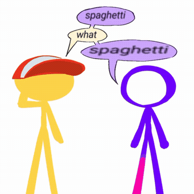 A Box Of Spaghetti With A Stick Figure On The Side GIF