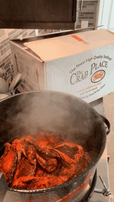 A Box That Says The Finest High Quality Seafood The Crab Place GIF
