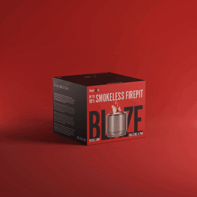A Box That Says Up To 100 % Smokeless Firepit Blaze On It GIF