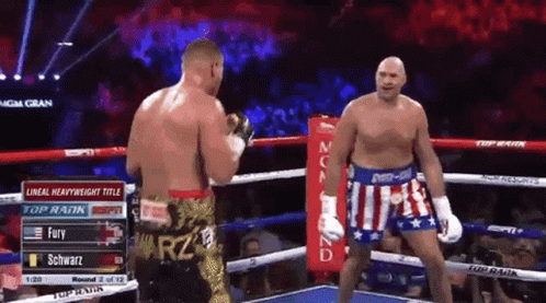 A Boxing Match Between Fury And Schwarz Is Going On GIF