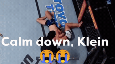 A Boxing Match With The Words Calm Down Klein On The Bottom GIF