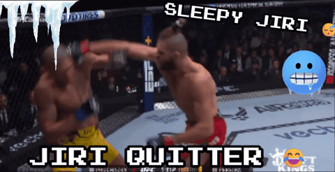 A Boxing Match With The Words Sleepy Jiri And Jiri Quitter On The Bottom GIF
