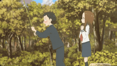 A Boy And A Girl Are Fishing Together In A Forest GIF