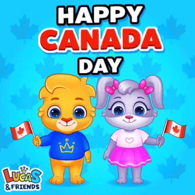 A Boy And A Girl Are Holding Canadian Flags In A Lucas And Friends Advertisement GIF
