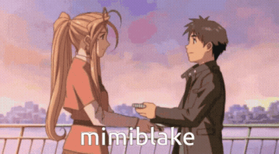 A Boy And A Girl Are Holding Hands And Mimiblake Is Written On The Bottom Of The Image GIF