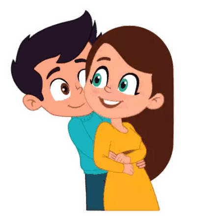 A Boy And A Girl Are Hugging Each Other And The Boy Is Kissing The Girl On The Cheek Sticker