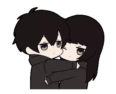 A Boy And A Girl Are Hugging Each Other And The Girl Is Kissing The Boy On The Cheek . Sticker