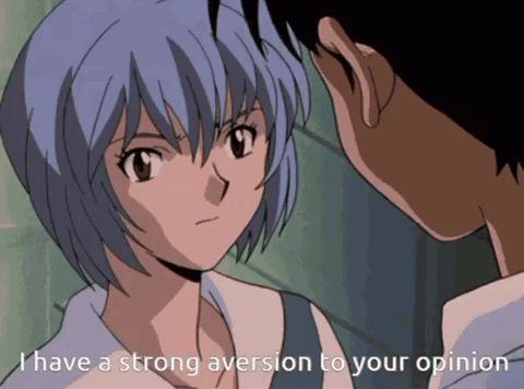 A Boy And A Girl Are Looking At Each Other And The Girl Says I Have A Strong Aversion To Your Opinion GIF