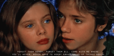 A Boy And A Girl Are Looking At Each Other With A Quote Above Them GIF