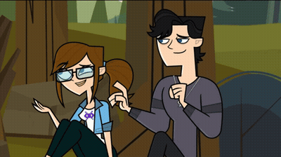 A Boy And A Girl Are Sitting Next To Each Other In A Cartoon GIF