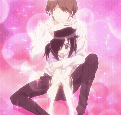 A Boy And A Girl Are Sitting On A Pink Surface GIF