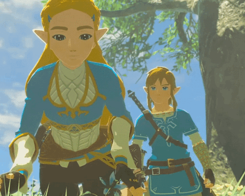 A Boy And A Girl Are Standing Next To Each Other GIF
