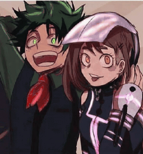 A Boy And A Girl Are Standing Next To Each Other And Smiling . GIF