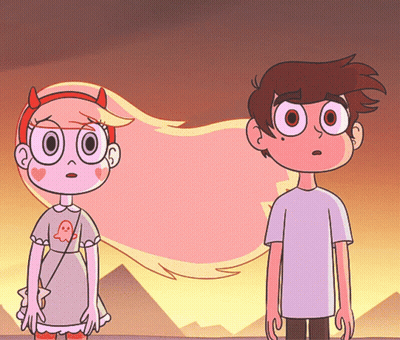 A Boy And A Girl Are Standing Next To Each Other In A Cartoon GIF