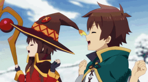 A Boy And A Girl Are Standing Next To Each Other In A Cartoon GIF
