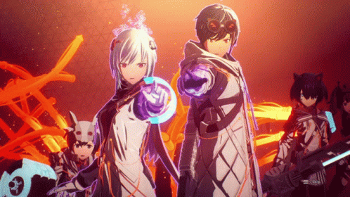 A Boy And A Girl Are Standing Next To Each Other In A Video Game GIF
