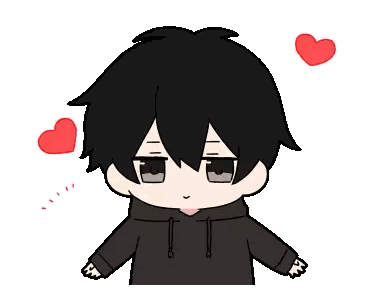 A Boy In A Black Hoodie With Hearts Around Him Sticker