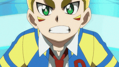 A Boy In A Blue And Yellow Striped Shirt With A Red Tie Has The Letter D On His Shirt GIF