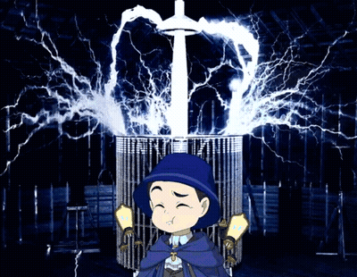 A Boy In A Blue Cape Stands In Front Of A Cage With Lightning Coming From It GIF