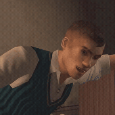 A Boy In A Blue Sweater With A Skull And Crossbones On It GIF