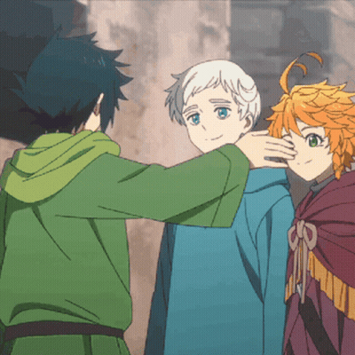 A Boy In A Green Hoodie Is Hugging Another Boy In A Blue Shirt GIF