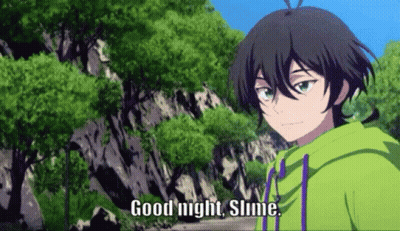 A Boy In A Green Hoodie Is Saying Good Night Slime GIF