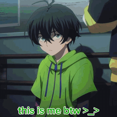 A Boy In A Green Hoodie Says This Is Me Btw > > GIF