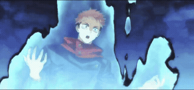 A Boy In A Red Shirt Is Surrounded By A Ghost In A Cartoon . GIF