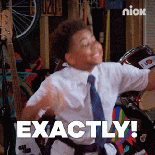 A Boy In A Tie Is Playing A Drum And The Words Exactly Are Above Him GIF