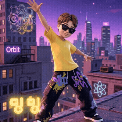 A Boy In A Yellow Shirt Stands On A Rooftop With A Sign That Says Orbit In The Background GIF