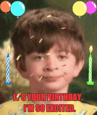 A Boy Is Celebrating His Birthday With Candles And Confetti GIF