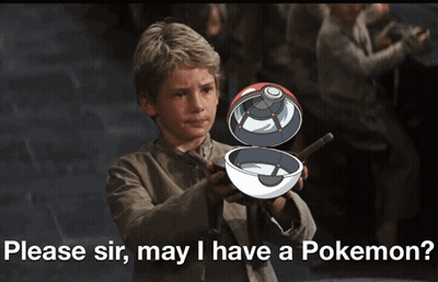A Boy Is Holding A Pokemon Ball With The Words Please Sir May I Have A Pokemon GIF
