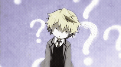 A Boy Is Standing In Front Of A Bunch Of Question Marks GIF
