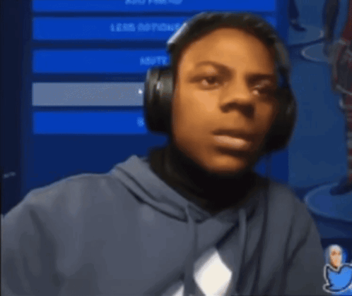A Boy Wearing Headphones Looks Surprised In Front Of A Screen That Says " Voice Options " GIF