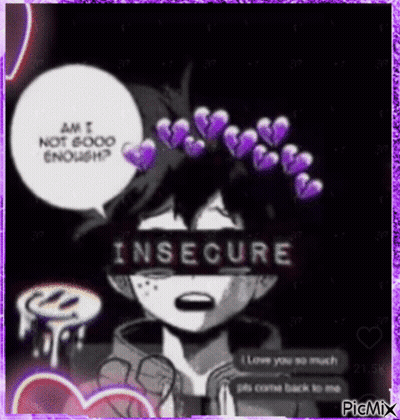 A Boy With A Crown Of Hearts On His Head Is Wearing A Mask That Says Insecure . GIF