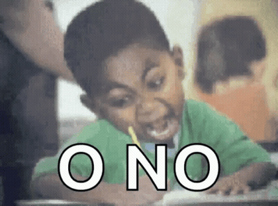 A Boy With A Pencil In His Mouth Is Sitting At A Desk With The Word O No Written In White GIF