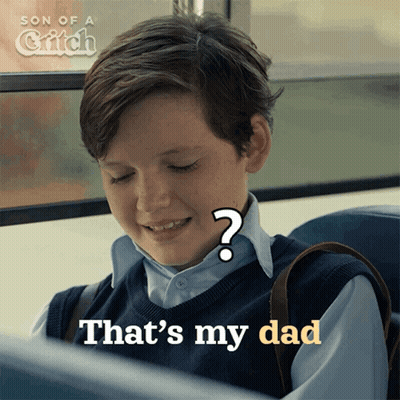 A Boy With A Question Mark On His Face And The Words That 'S My Dad On The Bottom GIF