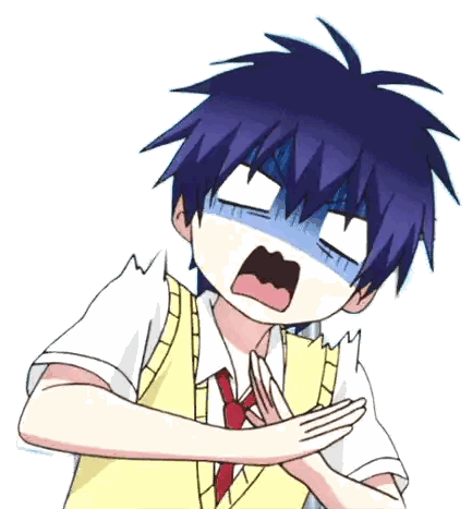 A Boy With Blue Hair Is Making A Funny Face With His Hands On His Chest Sticker