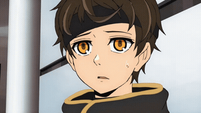 A Boy With Brown Hair And Orange Eyes Has A Headband On His Head GIF