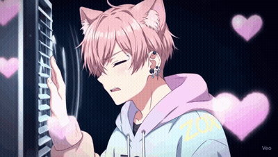 A Boy With Cat Ears And A Hoodie That Says Zoo GIF
