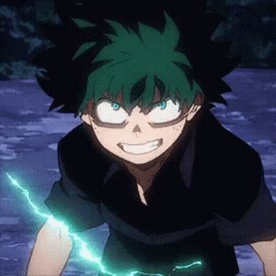 A Boy With Green Hair Is Holding A Lightning Bolt In His Hand And Smiling . GIF