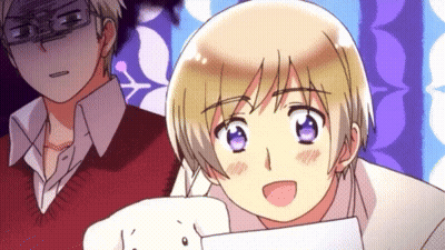A Boy With Purple Eyes Holds A Piece Of Paper In Front Of Him GIF