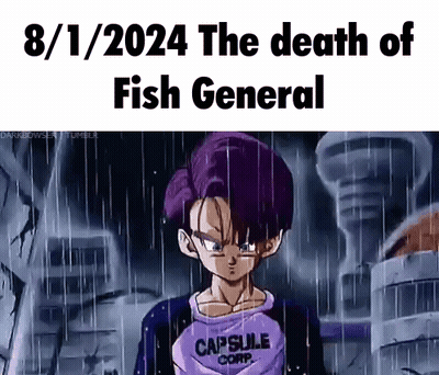 A Boy With Purple Hair Is Standing In The Rain Wearing A Shirt That Says Capsule Corp . GIF