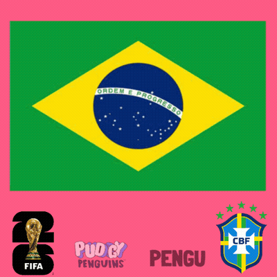A Brazilian Flag Is Surrounded By Logos For Fifa Penguins And Pengu GIF